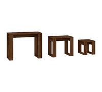 VIDAXL - Tavolini Impilabili 3 Pz Rovere Marrone In Legno Multistrato