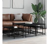 vidaXL Tavolini Impilabili 5 pz Neri in Legno Multistrato