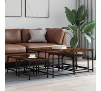 vidaXL Tavolini Impilabili 5 pz Rovere Fumo in Legno Multistrato