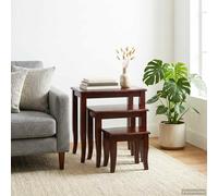 vidaXL Tavolini Nesting 3 pcs Marrone Legno di Mogano Massello