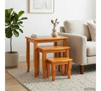 vidaXL Tavolini Nesting 3 pcs Naturale Legno di Mogano Massello, Set di tavoli da anidamento rustici in legno massello, salvaspazio compatti, accento in mogano per decorazioni da soggiorno