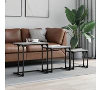 vidaXL Tavolini Salotto Impilabili 3pz Grigio Sonoma Legno Multistrato