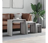 vidaXL Tavolini Salotto Impilabili 3pz Grigio Sonoma Legno Multistrato