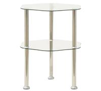 vidaXL Tavolino a 2 Livelli Trasparente 38x38x50 cm in Vetro Temperato