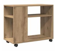 vidaXL Tavolino con Ruote Rovere Artigianale 70x35x60 cm in Truciolato, tavolino su Ruote, tavolino portaoggetti, tavolino per Camera da Letto