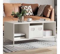 vidaXL Tavolino Bianco 101,5x50x43,5 cm in Acciaio Laminato a Freddo