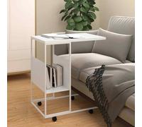 vidaXL Tavolino con Ruote Bianco 55x36x63,5 cm in Legno Multistrato