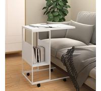 vidaXL Tavolino con Ruote Bianco 55x36x63,5cm in Legno Multistrato