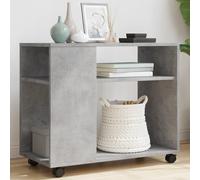 vidaXL Tavolino con Ruote Grigio Cemento 70x35x60 cm in Truciolato, tavolino su Ruote, tavolino portaoggetti, tavolino per Camera da Letto
