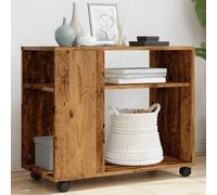 vidaXL Tavolino con Ruote Legno Antico 70x35x60cm in Truciolato, tavolino su Ruote, tavolino portaoggetti, tavolino per Camera da Letto