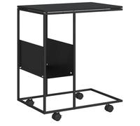 vidaXL Tavolino con Ruote Nero 55x36x63,5 cm in Legno Multistrato