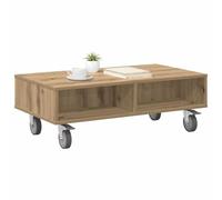 vidaXL Tavolino con Ruote Rovere Artigianale 90 x 50 x 30 cm, Tavolino Rettangolare Moderno, Ampio Spazio di archiviazione, Comodino su Ruote, Pezzo d'accento Compatto per Uso Versatile nel Soggiorno