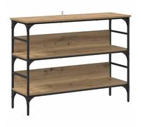 vidaXL Tavolino Console in Rovere Artigianale, Legno Ingegnerizzato e Acciaio. Ha piedini regolabili, finitura opaca e uno stile industriale. Le dimensioni sono 100 x 32 x 75 cm. È facile da montare