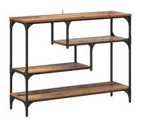 vidaXL Tavolino Console Stretto in Legno Riciclato e Acciaio 100 x 30 x 75 cm, Finitura Opaca Color Marrone, Stile Industriale, Gambe Quadrate, Uso Interno, Ripiani Ampi, Accento Moderno per Ingresso