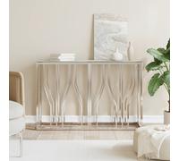 vidaXL Tavolino Consolle Argento 110x30x70 cm in Acciaio Inox e Vetro