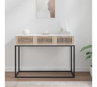 vidaXL Tavolino Consolle Bianco 105x30x75 cm Legno Multistrato e Ferro
