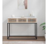 vidaXL Tavolino Consolle Bianco 105x30x75 cm Legno Multistrato e Ferro