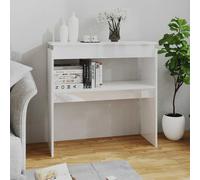vidaXL Tavolino Consolle Bianco Lucido 80x30x80 cm Legno Multistrato