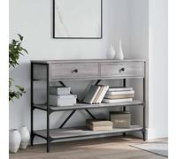 vidaXL Tavolino Consolle Cassetti e Ripiani Grigio Sonoma Multistrato