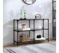 vidaXL Tavolino Consolle con Piano in Vetro Nero 118,5x30x81cm Acciaio