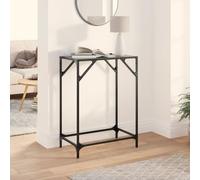 vidaXL Tavolino Consolle con Piano in Vetro Nero 60x35x81cm in Acciaio
