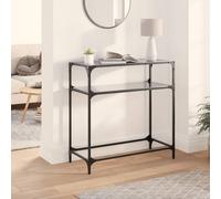 vidaXL Tavolino Consolle con Piano in Vetro Nero 80x35x81cm in Acciaio