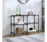vidaXL Tavolino Consolle Piano Vetro Trasparente 118,5x30x81cm Acciaio, tavolino da divano, tavolino da corridoio, tavolino consolle da soggiorno