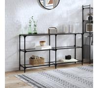 vidaXL Tavolino Consolle Piano Vetro Trasparente 158,5x30x81cm Acciaio