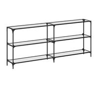 vidaXL Tavolino Consolle Piano Vetro Trasparente 194,5x30x81cm Acciaio, tavolino da divano, tavolino da corridoio, tavolino consolle da soggiorno