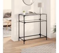 vidaXL Tavolino Consolle Piano Vetro Trasparente 80x35x81cm in Acciaio