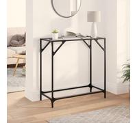 vidaXL Tavolino Consolle Piano Vetro Trasparente 80x35x81cm in Acciaio