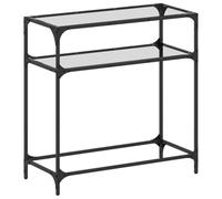 vidaXL Tavolino Consolle Piano Vetro Trasparente 80x35x81cm in Acciaio