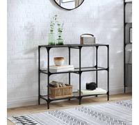 vidaXL Tavolino Consolle Piano Vetro Trasparente 98x30x81cm in Acciaio