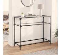 vidaXL Tavolino Consolle Piano Vetro Trasparente 98x35x81cm in Acciaio