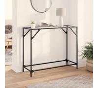 vidaXL Tavolino Consolle Piano Vetro Trasparente 98x35x81cm in Acciaio