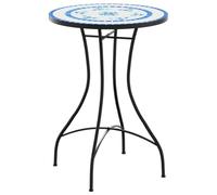 vidaXL Tavolino da Bistrot con Mosaico Blu e Bianco Ø50x70 cm Ceramica