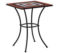 vidaXL Tavolino da Bistrot con Mosaico Decorativo Robusto Elegante Angolo da Bar Cucina Bistrò Terracotta e Bianco 60 cm in Ceramica Telaio in Ferro