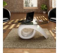 vidaXL Tavolino da Caffè con Ripiano Ovale in Vetro Bianco Lucido