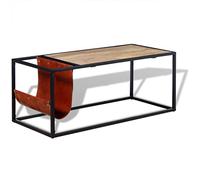 vidaXL Tavolino da caffè in Vera Pelle con Portariviste 110x50x45cm da Salotto