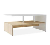 vidaXL Tavolino Salotto Legno Multistrato 90x59x42 cm Rovere e Bianco