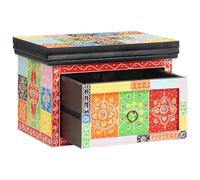 vidaXL Tavolino da Notte colorato in Legno di Mango massello, con 1 cassetto Dipinto a Mano, Stile Bohemien. Finitura Liscia, Perfetto per Appartamenti Urbani e Cottage affascinanti. Un nightstand EC