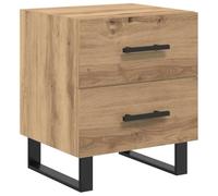 vidaXL Tavolino da notte in legno ingegnerizzato rovere, finitura opaca marrone. Dimensioni: 40 x 35 x 47,5 cm. Ha cassetti scorrevoli lisci, stile rustico, perfetto per la camera da letto. Maniglie