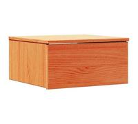 vidaXL Tavolino da Notte Marrone in Legno massello di Pino Cerato, Rettangolare, 37 x 35 x 18.5 cm, in Stile Tradizionale, da Montare a Parete. Ha Una Superficie Testurizzata e Un comparto di stoccag