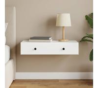 vidaXL Tavolino da Parete Laterale Bianco 87,5 x 34,5 x 17 cm, Tavolino elegante, unità di stoccaggio moderna, design rettangolare, mobile versatile per la casa, soluzione compatta per il salot