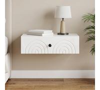vidaXL Tavolino montato a parete bianco lucido, 59 x 34,5 x 17 cm, soggiorno, design moderno, tavolo rettangolare, molto spazio, versatile, mobile salvaspazio