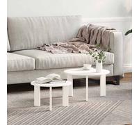 vidaXL Tavolino rotondo bianco in pino massiccio, 47,5 x 27 cm. Set di 2 per interni, stile moderno. Mobili funzionali per il soggiorno, impilabili e facili da montare. Superficie li