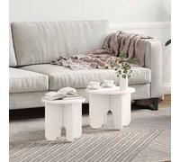 vidaXL Tavolino da salotto 2 pcs Bianco Legno massello di pino