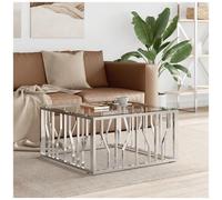 vidaXL Tavolino da Salotto 80x80x40 cm in Acciaio Inox e Vetro, Tavolo Salotto, tavolino, Arredamento da Soggiorno, tavolino da Soggiorno