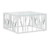 vidaXL Tavolino da Salotto 80x80x40 cm in Acciaio Inox e Vetro, Tavolo Salotto, tavolino, Arredamento da Soggiorno, tavolino da Soggiorno
