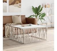 vidaXL Tavolino da Salotto Argento 100x100x50 cm Acciaio Inox e Vetro